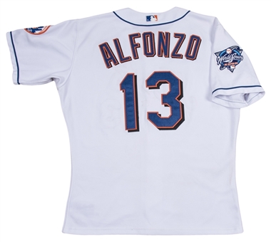 2000 Edgardo Alfonzo World Series Used & Signed New York Mets White Alternate Jersey (JSA)